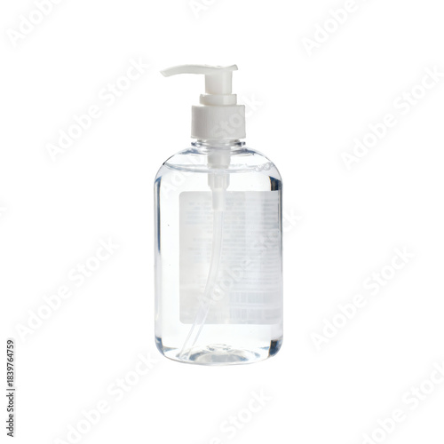 Transparent Hand Sanitizer Bottle with Pump on Transparent Background
