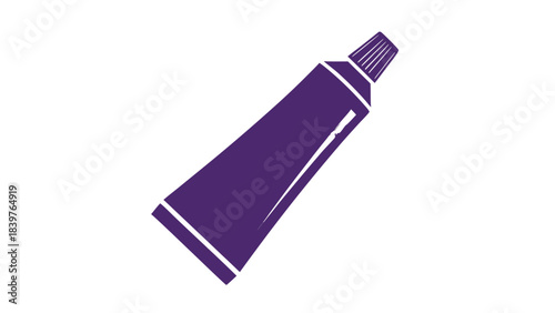 Illustration of a deep purple squeeze tube with a cap on a black background representing cosmetic or medical product