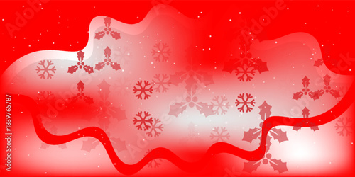 Snowfall overlay christmas background. Subtle flying snow flakes and stars on christmas red background. Festive snowfall overlay. Wide vector illustration.