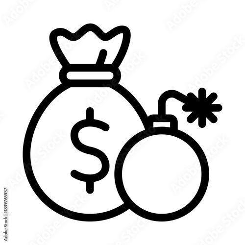 Explosive Funding Line Icon of Terrorist Financing Icon Set
