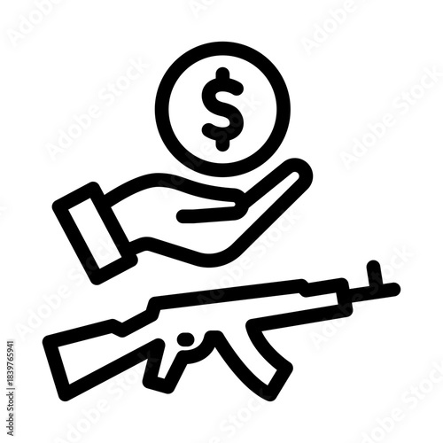 Weapon Funding Line Icon of Terrorist Financing Icon Set