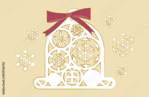 雪の結晶の透かし彫り風オーナメントのイラスト