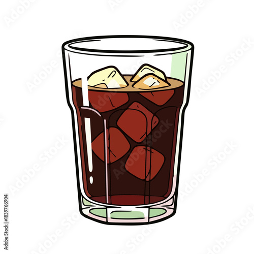 Refreshing iced coffee with large ice cubes served in a tall glass perfect for a summer break