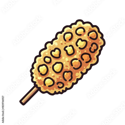 Vibrant, crunchy leopard print corn dog icon perfect for trendy street food menus and delicious snack promotions