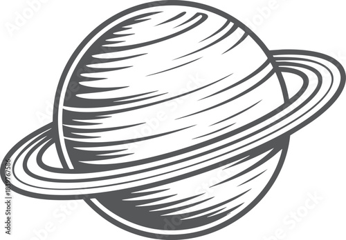 Stylized Saturn-Like Planet with Rings and Craters