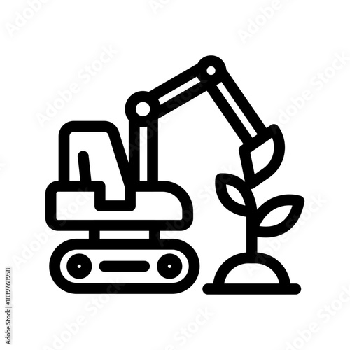 Eco Reconstruction Line Icon of Habitat Restoration Icon Set