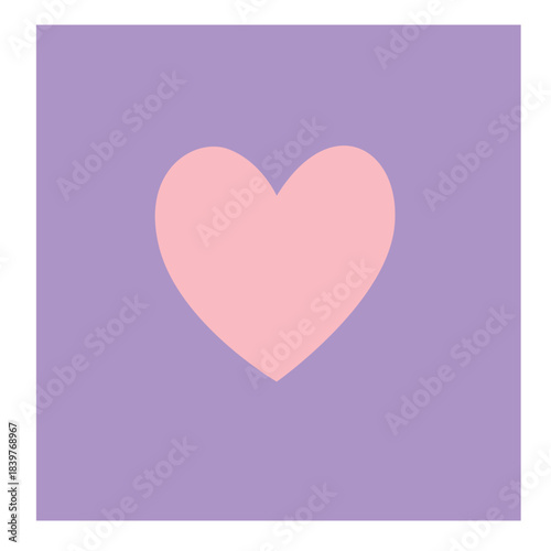 A soft pink heart centered on a pastel purple background, creating a cute flat graphic suitable for love themes, stickers, icons, and decorations.