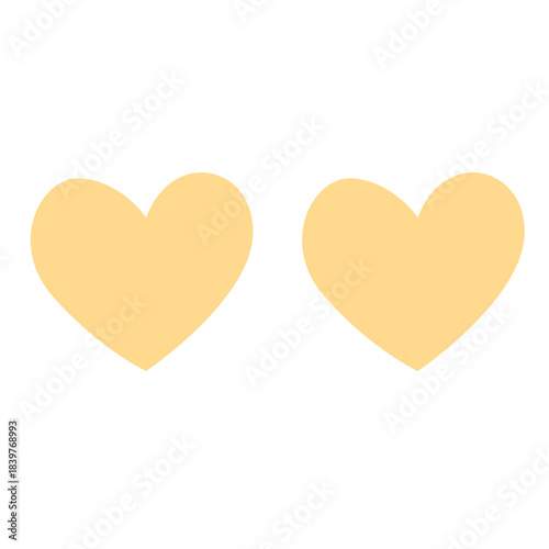 Two pastel yellow heart shapes in a clean flat style, ideal for romantic themes, cute designs, love graphics, stickers, icons, and decorative elements.