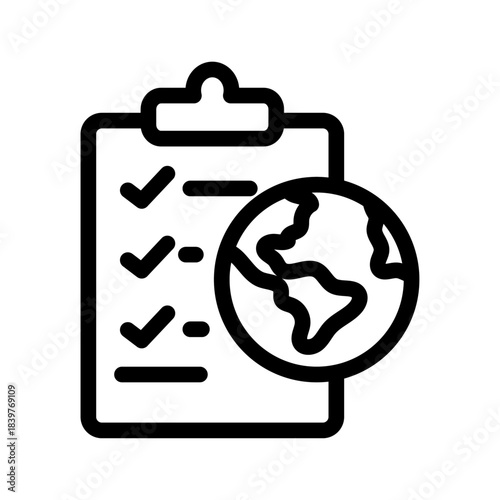 Model Checklist Line Icon of Climate Models Icon Set