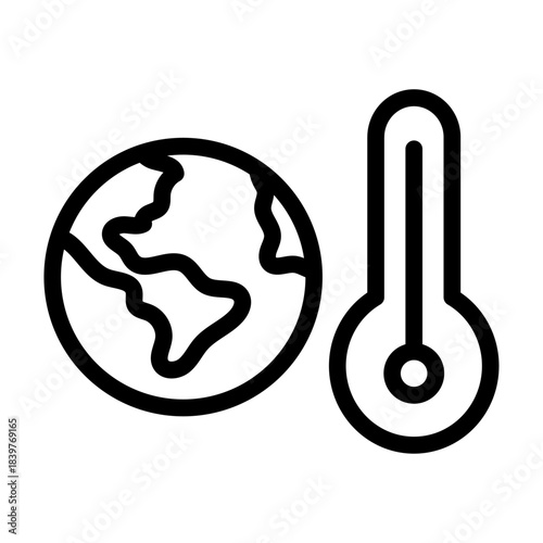 Global Temperature Rise Line Icon of Global Warming Icon Set