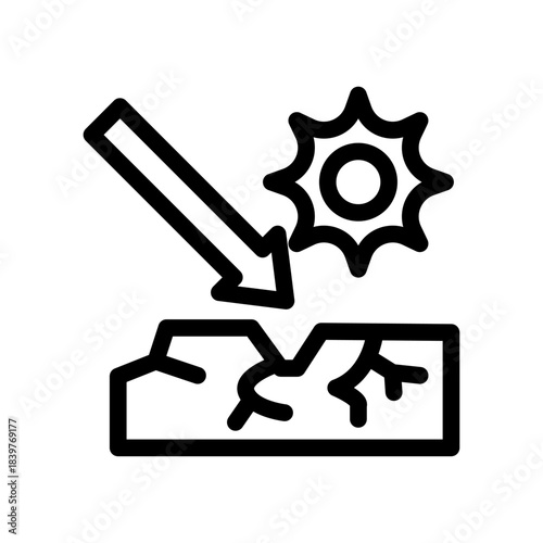 Land Degradation Line Icon of Global Warming Icon Set