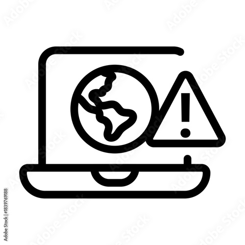 Climate Risk Alert Line Icon of Global Warming Icon Set