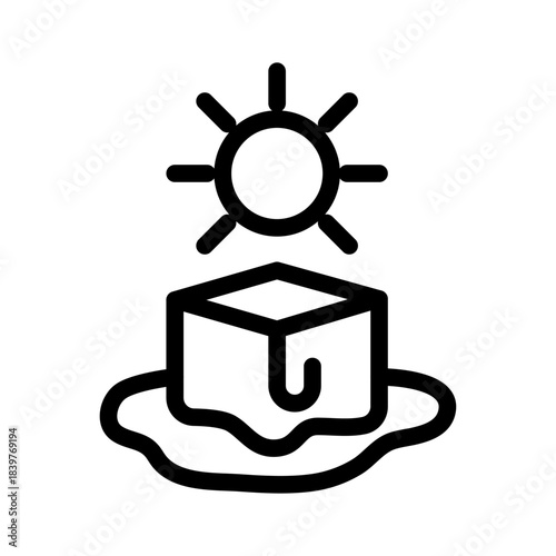 Ice Melt Line Icon of Global Warming Icon Set