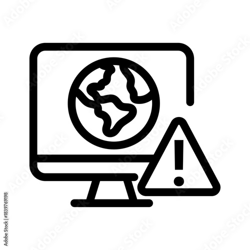 Climate Warning System Line Icon of Global Warming Icon Set