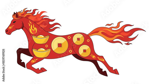 Fiery Horse Symbolizing Prosperity and Good Fortune in Chinese Culture.