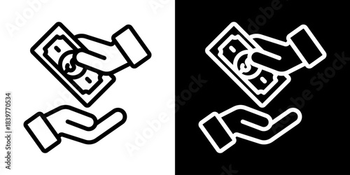Repayment Icon Of Line Black And White Style Vector Illustration
