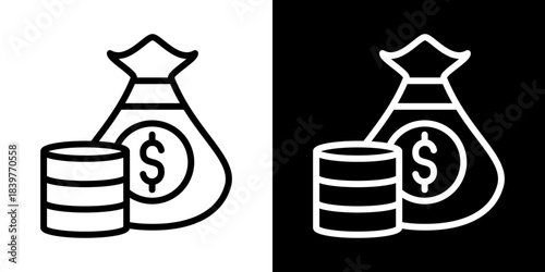 Business Value Icon Of Line Black And White Style Vector Illustration
