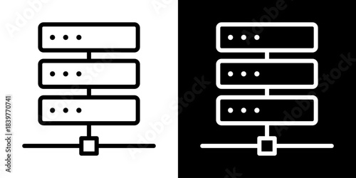 Server Icon Of Line Black And White Style Vector Illustration
