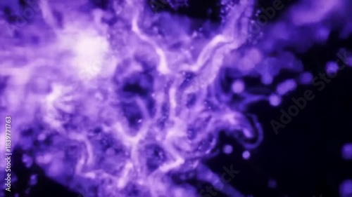 Abstract purple smoke with particles against dark background
