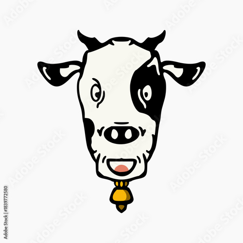 cow head cartoon. Cute illustration of animal face. Vector design