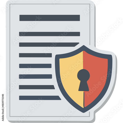 Document with Security Shield Icon Representing Data Protection Privacy And Confidentiality In Flat Design
