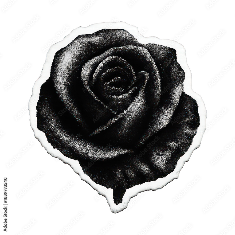 Fototapeta premium PNG Elegant monochrome rose illustration.