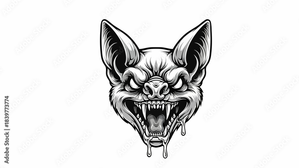 Fototapeta premium Fierce Vampire Bat Illustration with Dripping Fangs