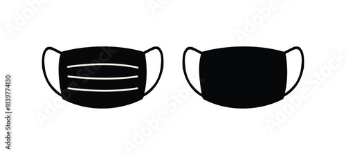 mask surgical mask cloth mask full face respirator valve mask monoline icons style isolated on white