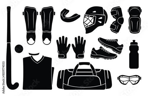 Equipment Set for Field Hockey Player, Including Stick, Ball, And Uniform