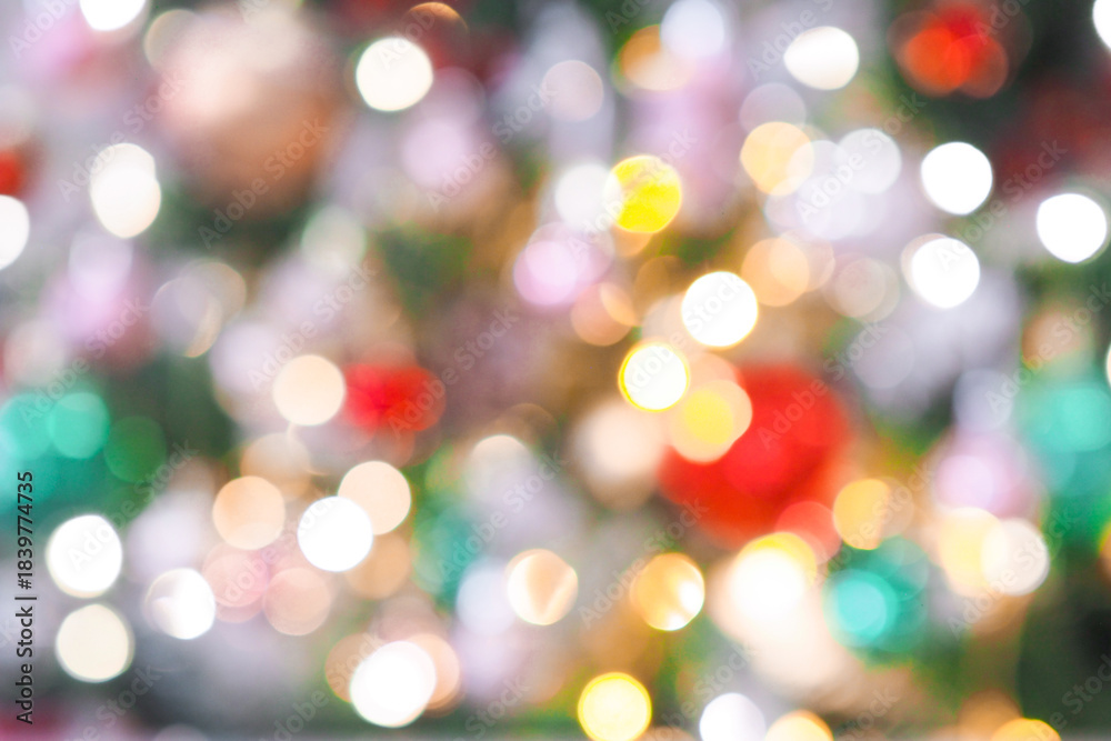 Fototapeta premium Beautiful defocused blurred Christmas tree lights bokeh for Christmas festive background holiday