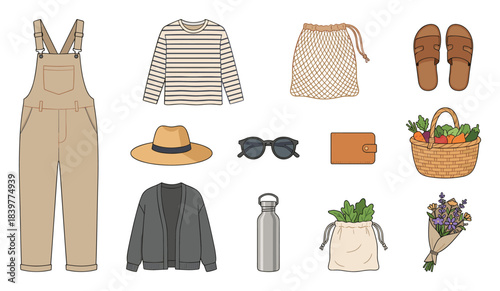 Stylized Vector Still - A collection of sustainable organic personal items