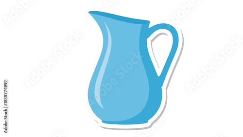 Light Blue Ceramic Pitcher With Handle On A Black Background Simple Clean Illustration Object Representing Beverage Container Kitchenware Element Isolated Graphic Design
