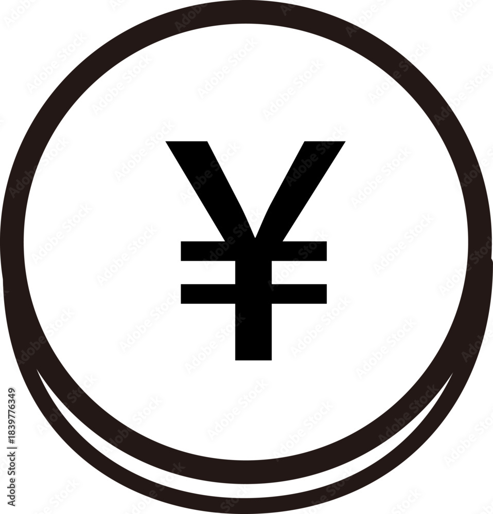 Fototapeta premium 円マークを描いたシンプルな線画アイコン