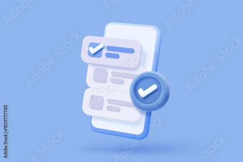 3d check mark sign icon on bubble. check list button best choice for right, success, tick, accept, agree on application. 3d choose correct icon vector with shadow render illustration