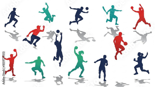 Team  Athletes: A Dynamic Sports Illustration Created with Auto Cad Precision