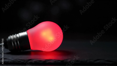 A glowing light bulb rests on a dark surface, symbolizing innovation and bright ideas, evokes a sense of warmth and inspiration