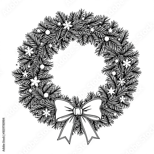 Festive Wreath: An elegantly designed, traditional wreath adorned with seasonal accents, ready to bring warmth and joy to the holiday season.
