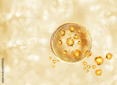 gold bubble molecule background