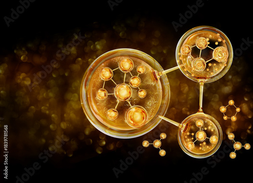 gold bubble molecule background