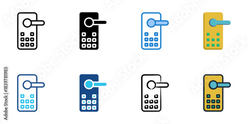 Smart lock icon set multiple style vector collection. Editable Stroke 

