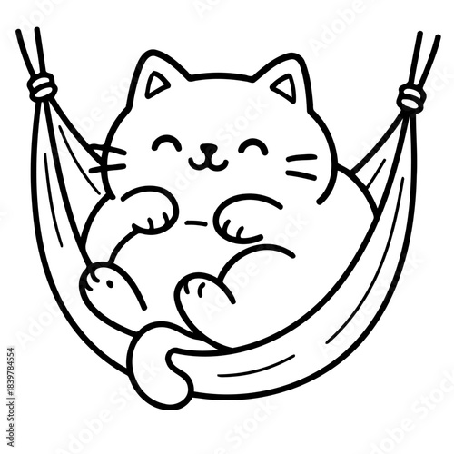 Whiskered Respite: A tranquil feline finds serenity, nestled comfortably in a hammock, embracing the simple joy of leisure and peace.