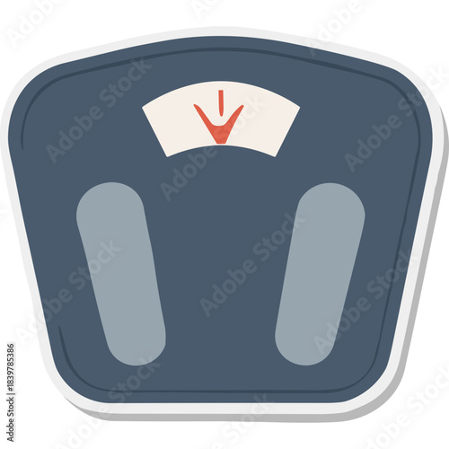Gray Analog Bathroom Scale with Red Arrow Indicator on White Background Measuring Weight Control Diet Healthy Lifestyle