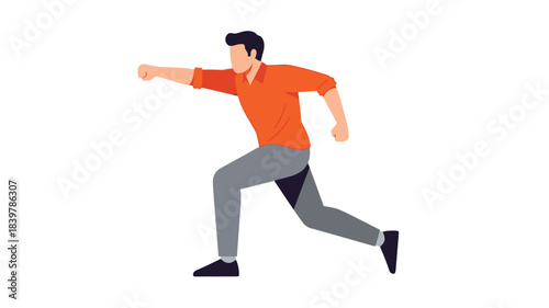 Illustration of a man in an orange shirt actively running forward