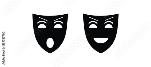 mask silhouette hidden person face. Simple design incognito party masque shape template illustration.