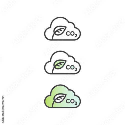 CO2 emissions capture vector illustration icon, factory, logistics, trucks, carbon neutral cloud, leaf, renewable energy, emission reduction, climate change, eco-friendly industry, cloud, green, eco