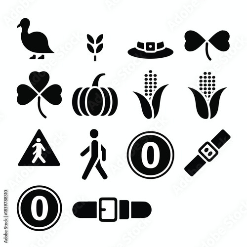 Thanksgiving & Zero Accidents Safety Icon Pack