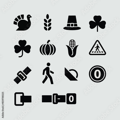 Thanksgiving & Zero Accidents Safety Icon Pack