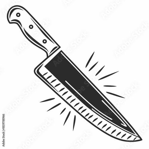 Sharp Kitchen Knife: A sleek kitchen knife, artfully illustrated with its sharp blade ready for any culinary task, evokes a sense of both elegance and functionality.
