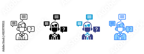 Customer Service icon set multiple style collection