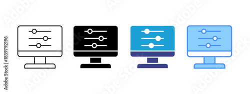 Adjustments icon set multiple style collection